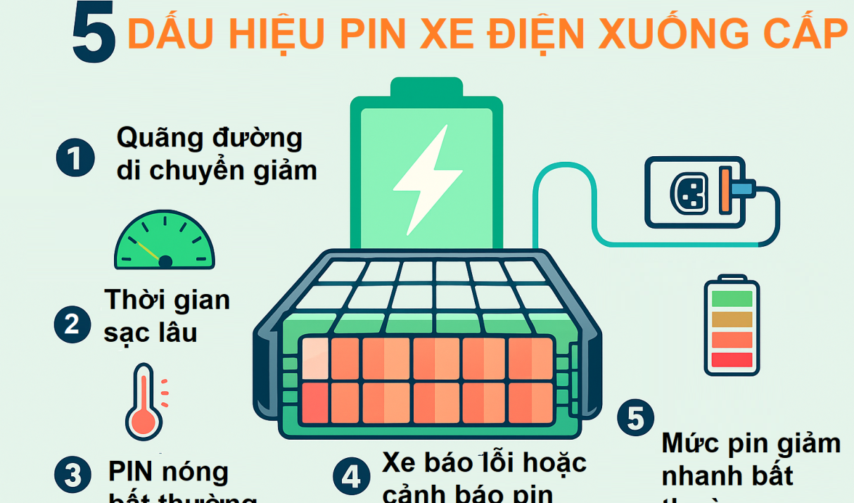 5 Dấu Hiệu Pin Xe Điện Đang Xuống Cấp Bạn Cần Biết