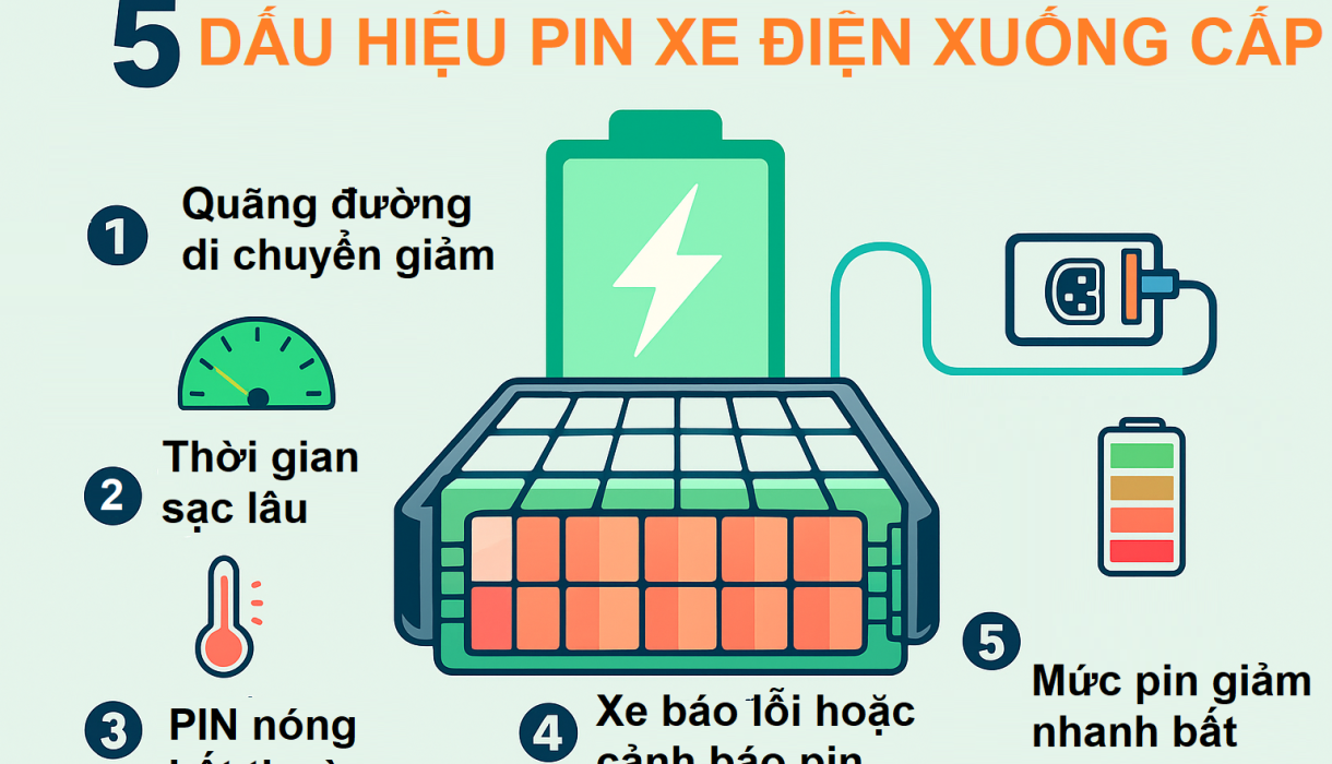 5 DẤU HIỆU PIN XE ĐIỆN XUỐNG CẤP