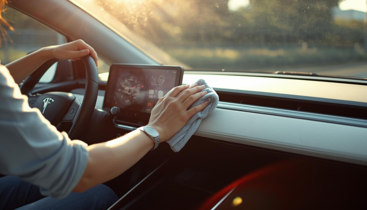 Làm sạch nội thất xe điện để loại bỏ mùi và bảo dưỡng hệ thống điều hòa.