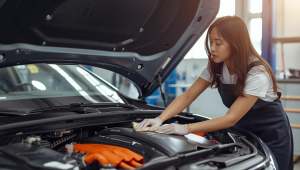 vệ sinh khoang động cơ xe điện đúng cách, không dùng nước áp lực cao