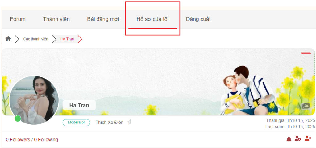 Hồ sơ thành viên diễn đàn THÍCH XE ĐIỆN