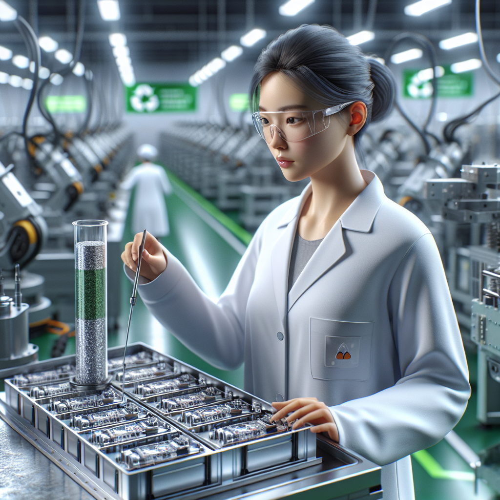 Một khối pin xe điện đang được tháo dỡ trong một nhà máy tái chế hiện đại.