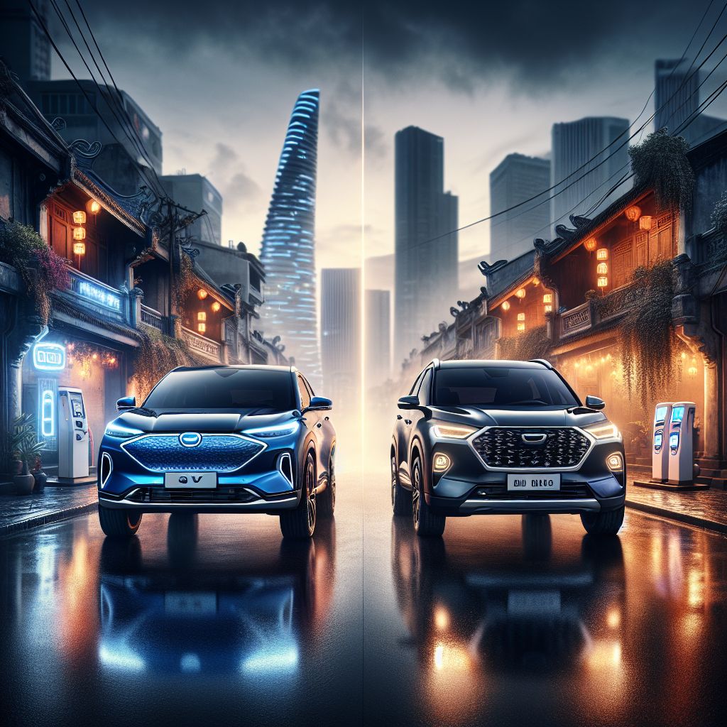 VinFast VF 8 màu trắng và Hyundai Santa Fe màu đen đậu cạnh nhau để so sánh về khấu hao.