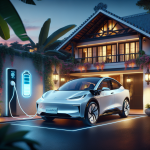 Một chiếc xe điện đang được sạc, với biểu tượng pin trên màn hình hiển thị mức sạc giới hạn ở 80%.