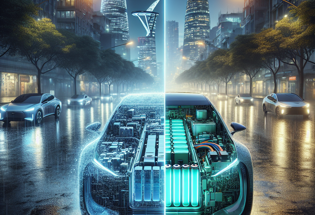 Hình ảnh so sánh cấu trúc bên trong của pin Blade BYD và một bộ pin LFP truyền thống.