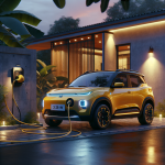 Hình ảnh cận cảnh bộ sạc di động 1.8kW đang cắm vào cổng sạc của xe điện VinFast VF 3.