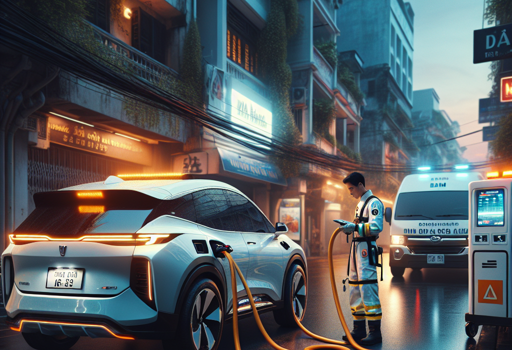 Một chiếc xe điện đang được xe cứu hộ sàn phẳng chở đi trên đường cao tốc.