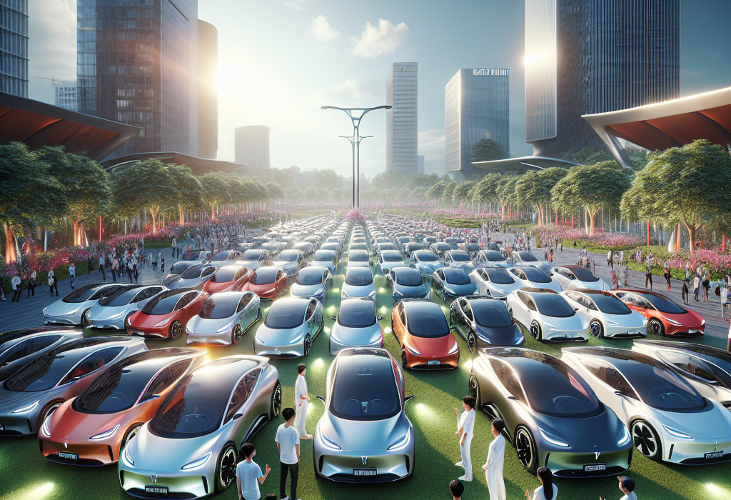 Dàn xe điện VinFast đủ các dòng VF 5, VF 8, VF 9 xếp hàng ngay ngắn tại sự kiện offline ở Ecopark.