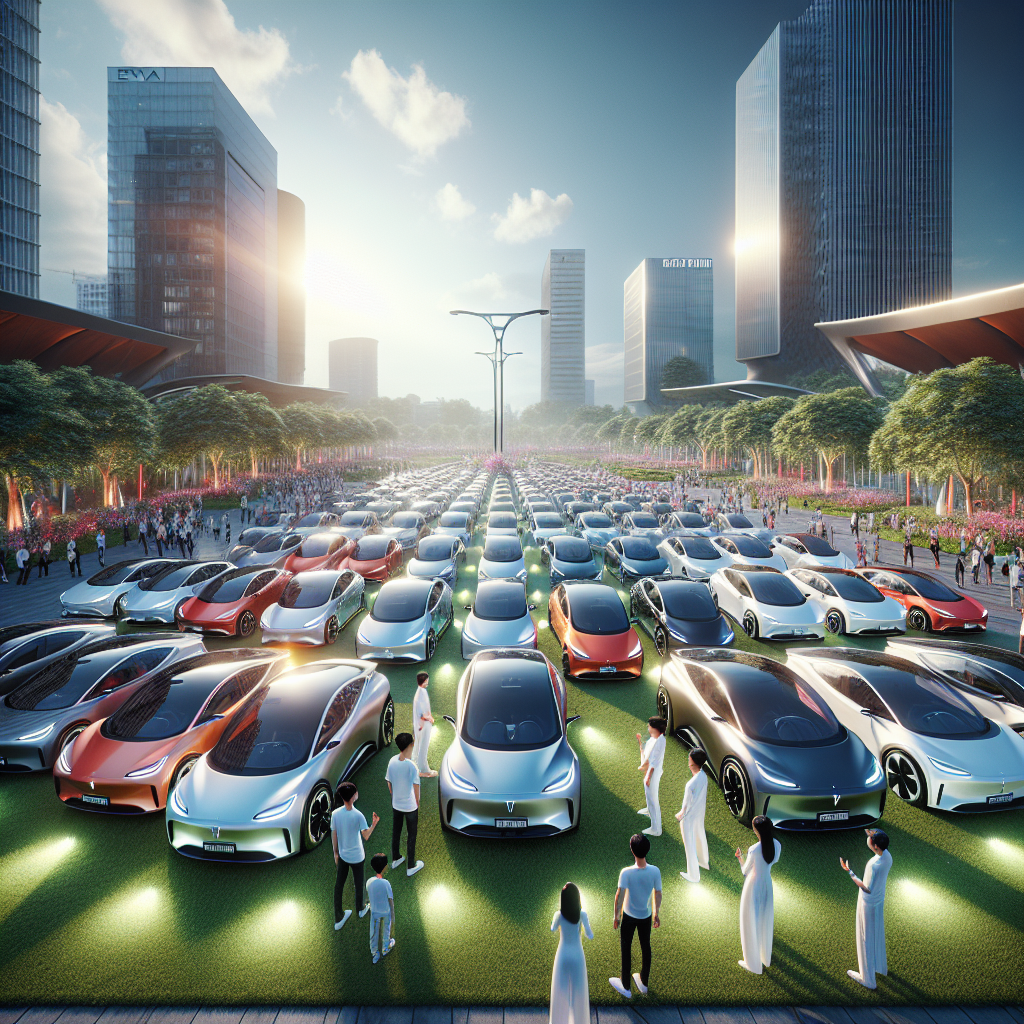 Dàn xe điện VinFast đủ các dòng VF 5, VF 8, VF 9 xếp hàng ngay ngắn tại sự kiện offline ở Ecopark.