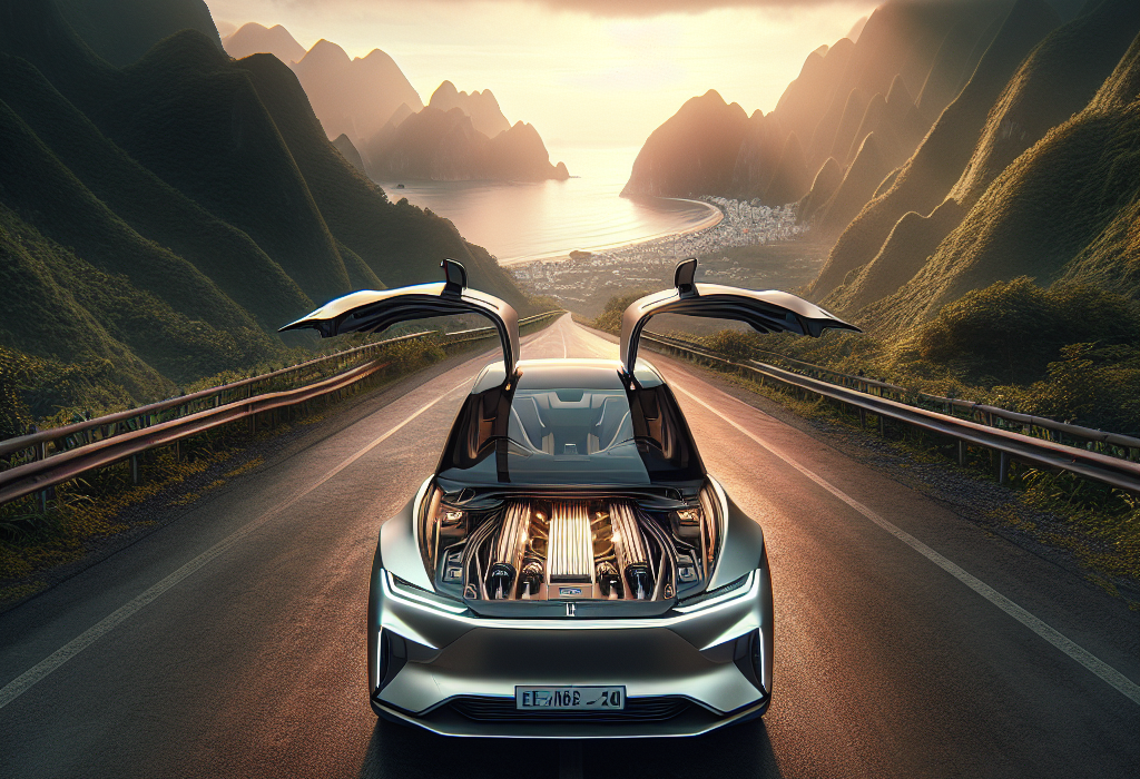 Thanh cân bằng strut bar màu đỏ được lắp đặt trong khoang động cơ của một chiếc xe điện VinFast VF 8.