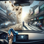 Cận cảnh camera của hệ thống ADAS được gắn phía sau kính chắn gió của một chiếc xe điện hiện đại.