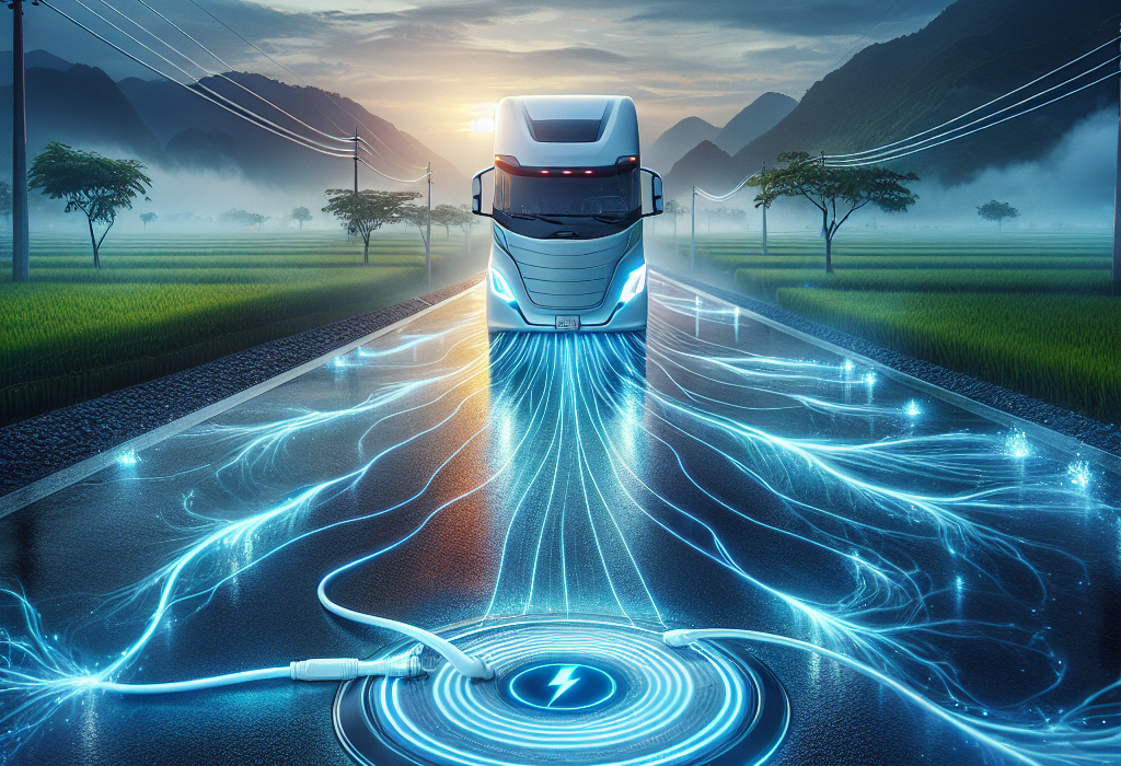 Một chiếc xe tải điện đang chạy trên con đường sạc động tại Thụy Điển.