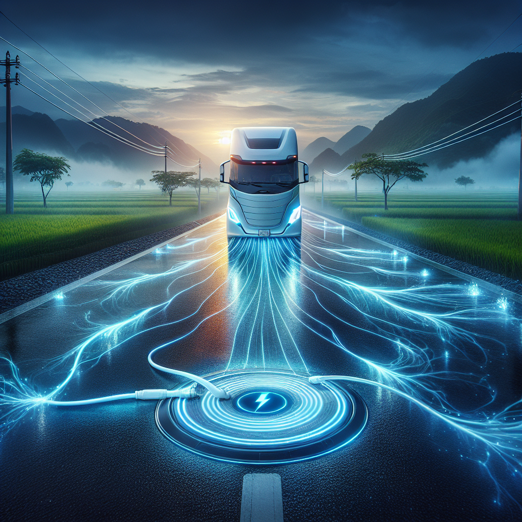 Một chiếc xe tải điện đang chạy trên con đường sạc động tại Thụy Điển.