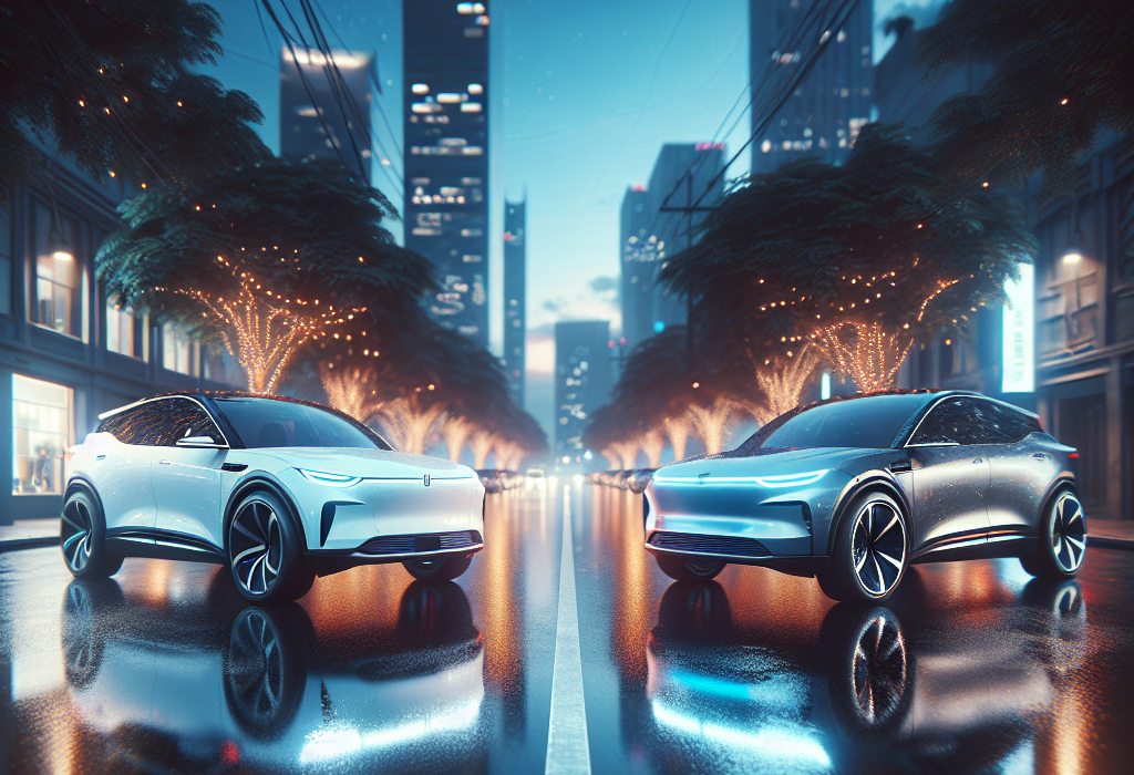 Mercedes EQB màu bạc và BMW iX3 màu xanh đậu cạnh nhau trên đường.