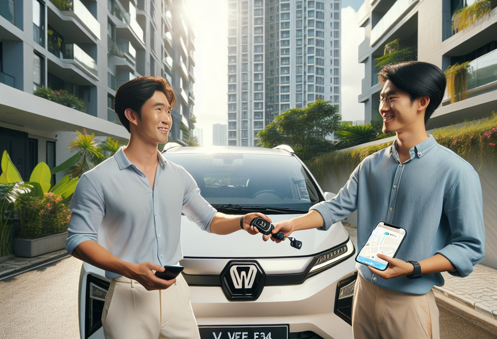 Một chiếc xe điện VinFast VF 8 màu trắng đang được cắm sạc tại trạm sạc công cộng.