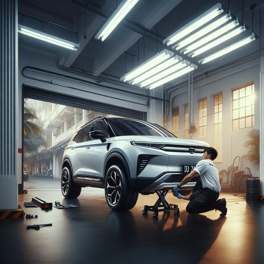 Bệ bước chân điện tự động mở ra từ bên hông một chiếc SUV điện VinFast VF 9 màu xám đang đỗ trong showroom.