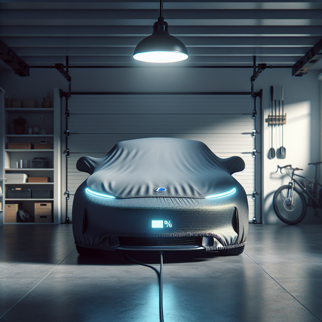 Hình ảnh cận cảnh một cổng sạc xe điện đang được cắm sạc, nền mờ là chiếc xe hơi hiện đại.