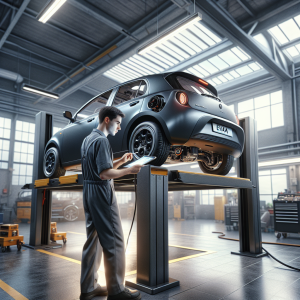 Một chiếc loa AVAS chuyên dụng được lắp ở cản trước của một chiếc xe điện màu trắng.