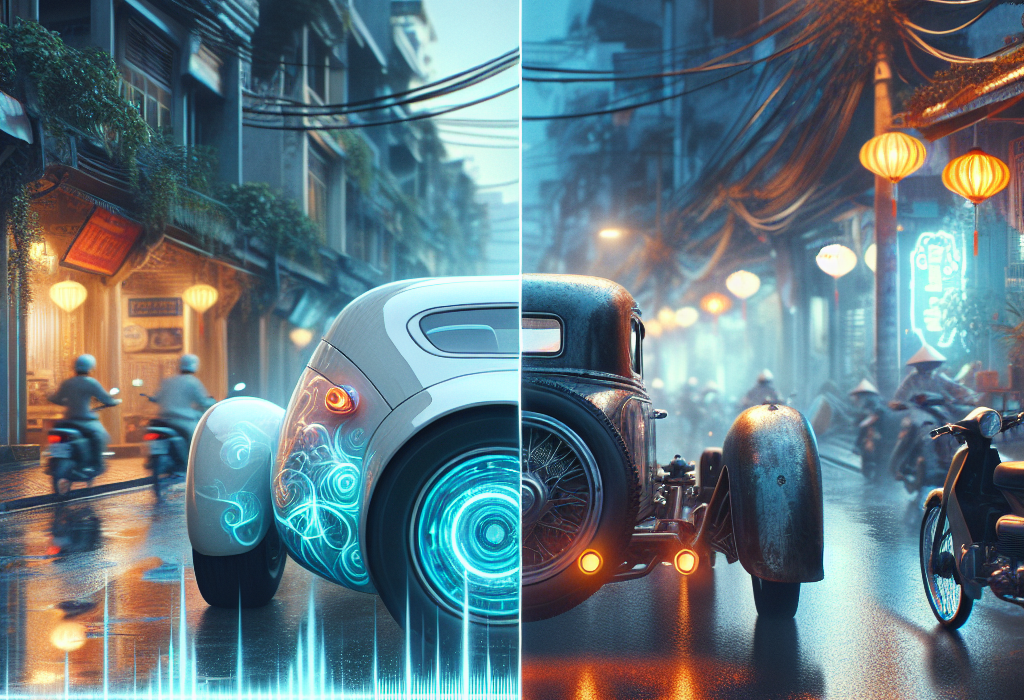 Hình ảnh cận cảnh lốp của một chiếc xe điện màu trắng đang di chuyển trên đường nhựa, minh họa cho nguồn gốc của tiếng ồn lốp.