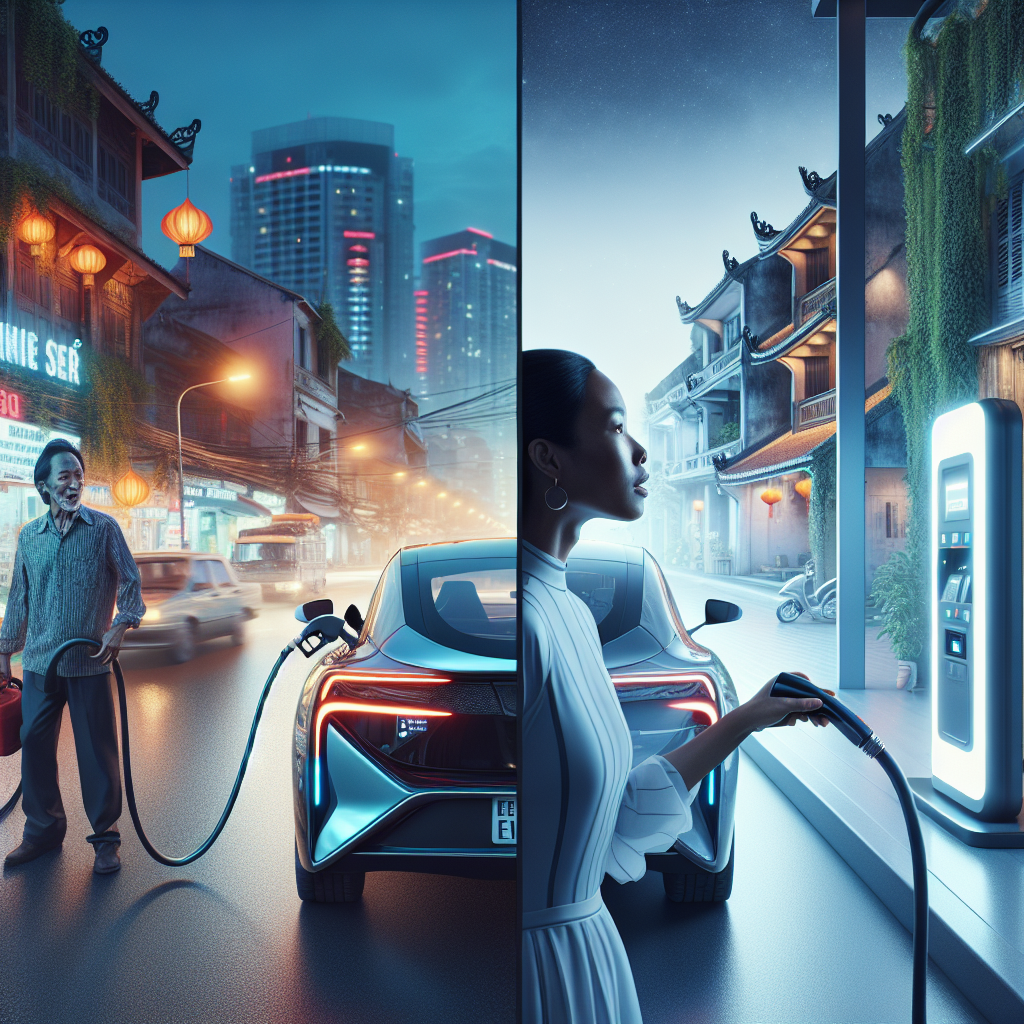 Một chiếc ô tô điện đang được cắm sạc tại nhà, bên cạnh là biểu đồ hình cột cho thấy chi phí vận hành của xe điện thấp hơn nhiều so với xe xăng.