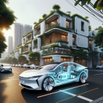 Sơ đồ đơn giản hóa các bộ phận chính của một chiếc xe điện, bao gồm khối pin, động cơ điện và bộ điều khiển.