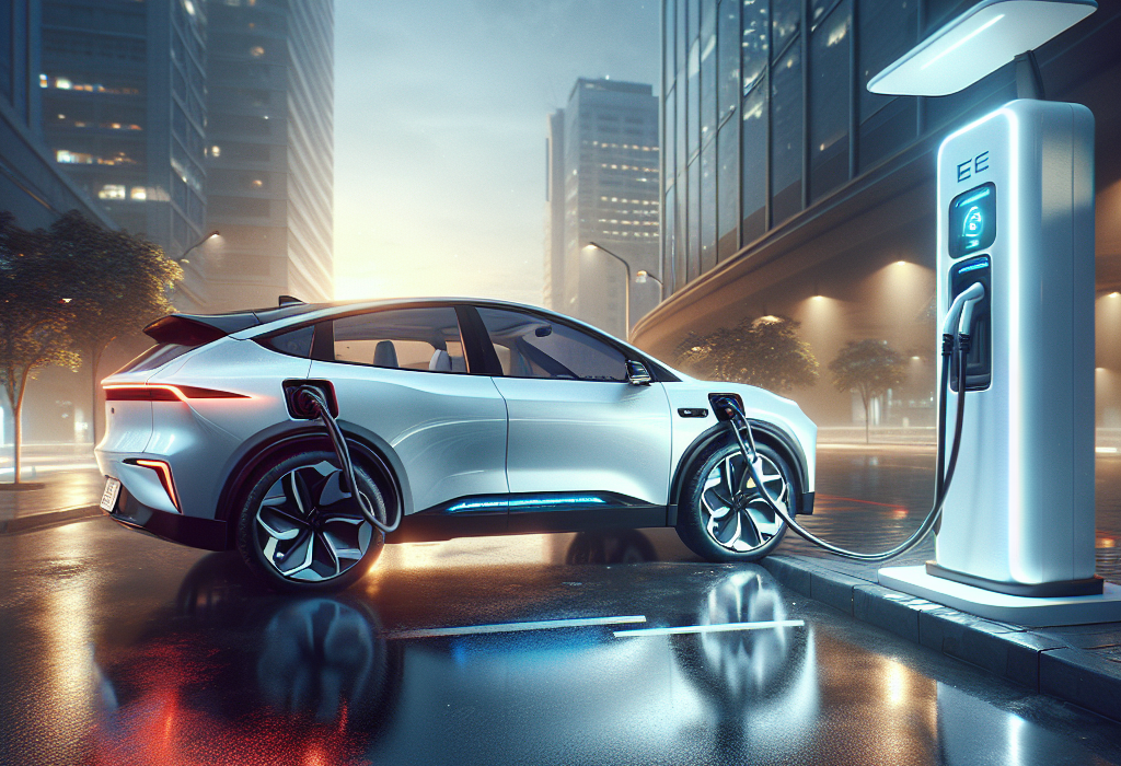 Một chiếc xe điện VinFast VF 8 đang được cắm sạc tại trạm sạc nhanh DC.