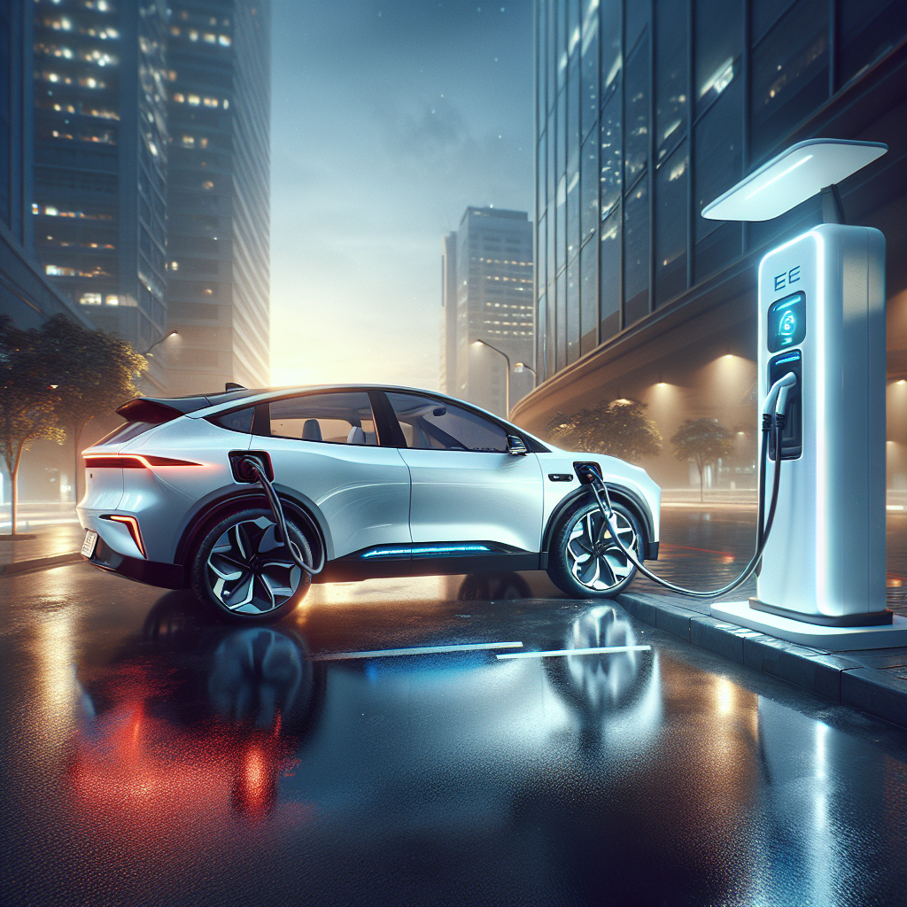 Một chiếc xe điện VinFast VF 8 đang được cắm sạc tại trạm sạc nhanh DC.