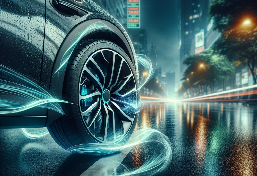 Cận cảnh một chiếc lốp xe điện chuyên dụng với các rãnh gai phức tạp.