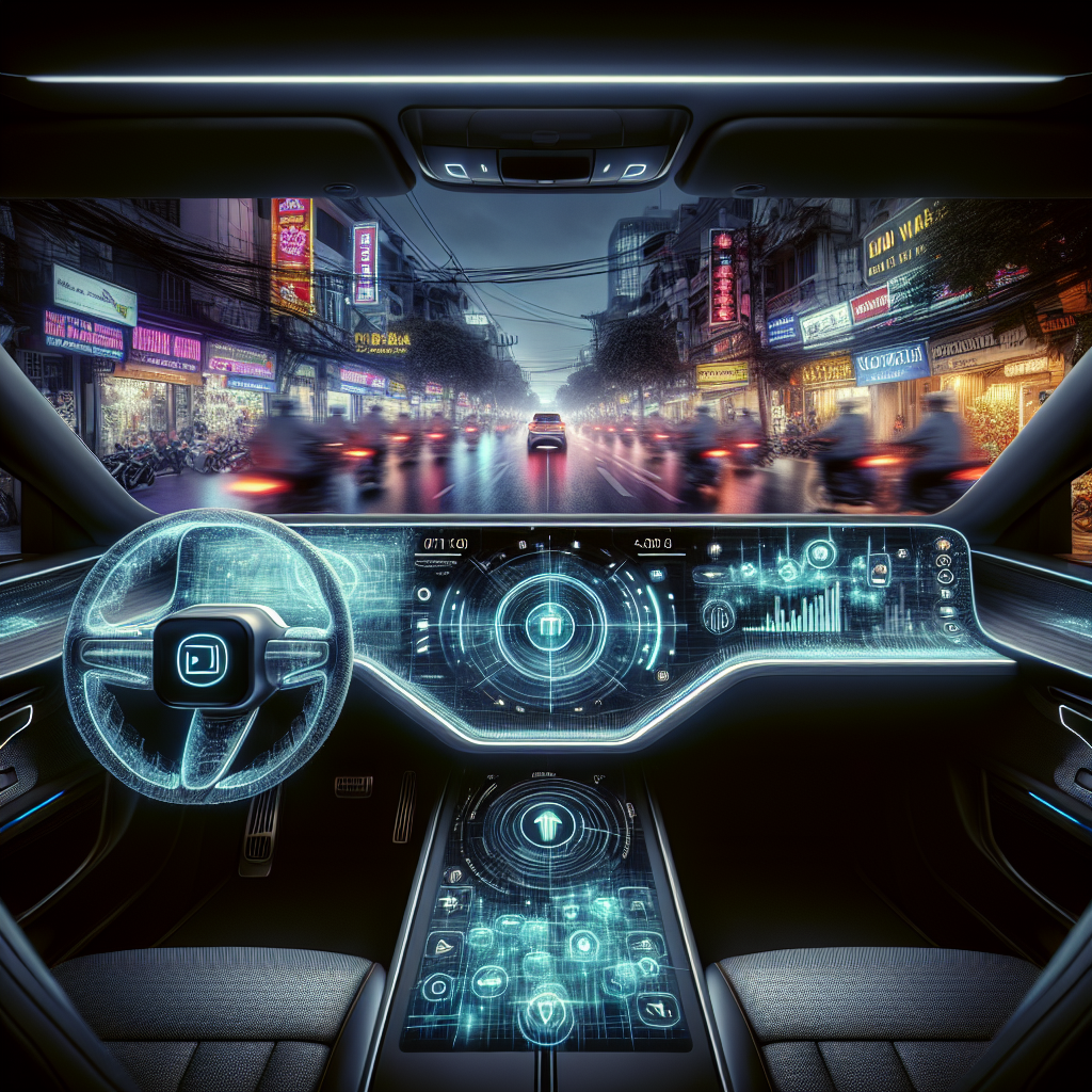 Màn hình trung tâm của xe điện VinFast đang hiển thị thông báo về bản cập nhật phần mềm mới.