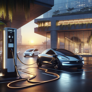 Hình ảnh so sánh ba loại trụ sạc xe điện: bộ sạc di động Cấp 1, trạm sạc treo tường Cấp 2, và trụ sạc nhanh DC Cấp 3.