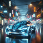 Mẫu concept xe điện tương lai của Toyota với thiết kế khí động học màu trắng đang chạy trên đường.