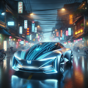 Mẫu concept xe điện tương lai của Toyota với thiết kế khí động học màu trắng đang chạy trên đường.