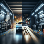 Cận cảnh đèn pha LED hiện đại của một chiếc xe điện, ánh sáng trắng sắc nét.