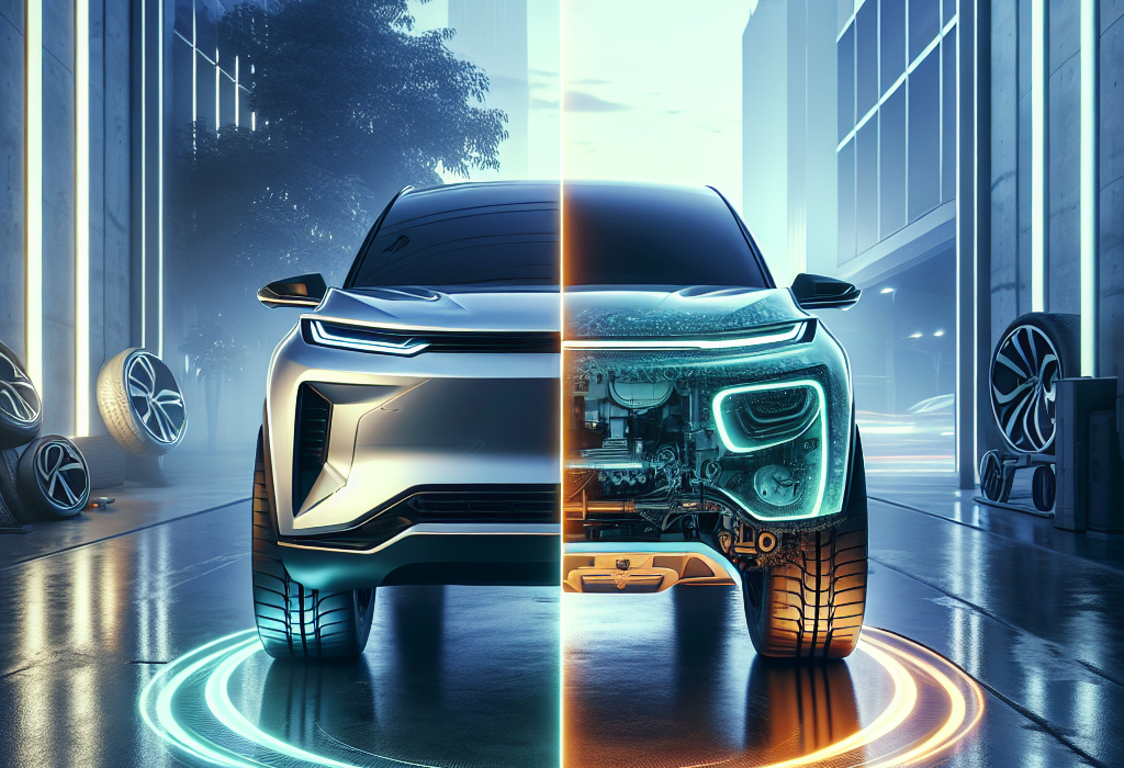 Cận cảnh một chiếc lốp EV chuyên dụng với hoa văn được thiết kế để giảm lực cản lăn, đặt bên cạnh một chiếc lốp thường.