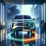 Cận cảnh một chiếc lốp EV chuyên dụng với hoa văn được thiết kế để giảm lực cản lăn, đặt bên cạnh một chiếc lốp thường.