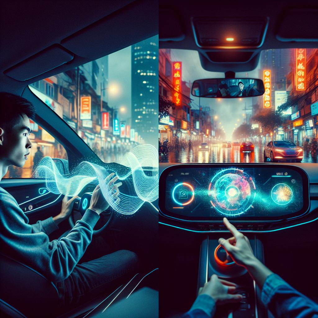 Màn hình trung tâm xe VinFast hiển thị giao diện trợ lý ảo Vivi bên cạnh màn hình xe BYD với Google Assistant.