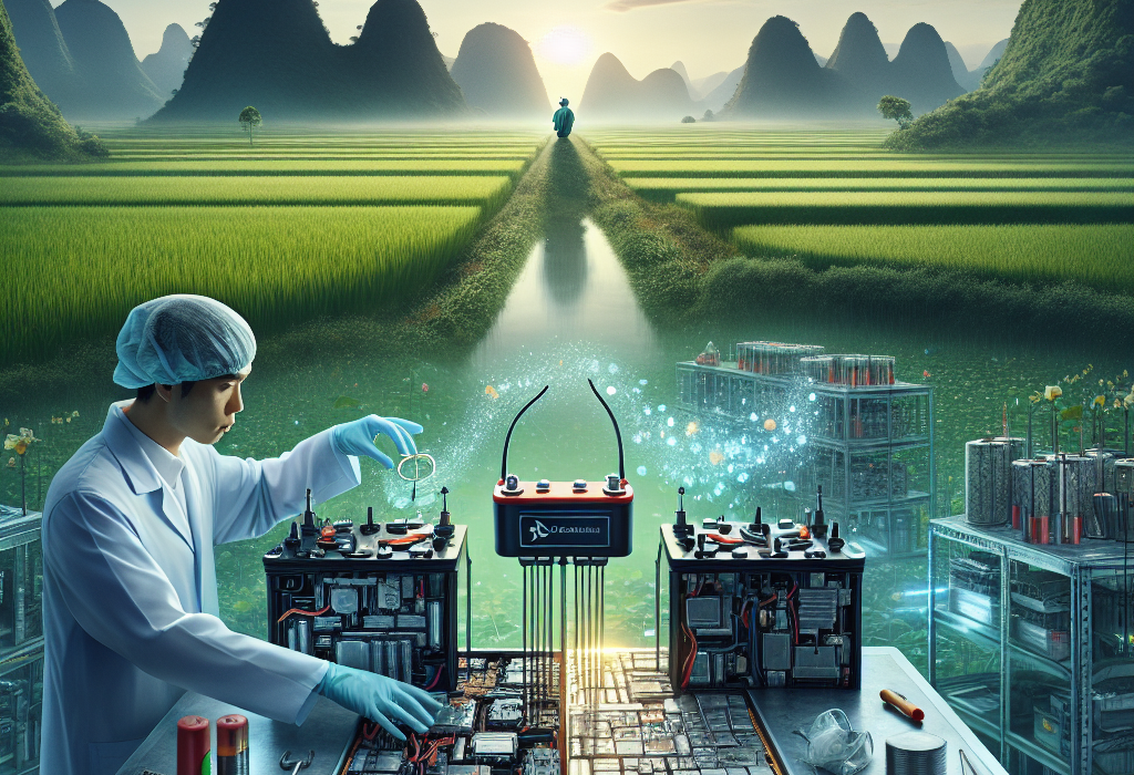 Một khối pin xe điện đang được tháo dỡ trong một nhà máy tái chế hiện đại.