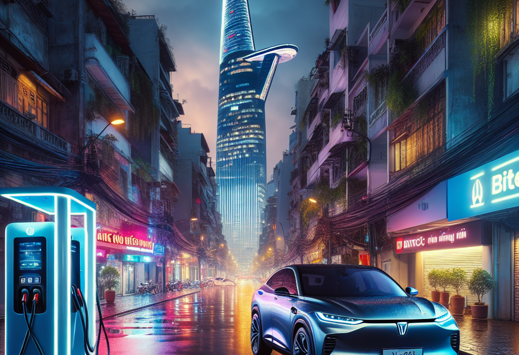 Một chiếc xe điện màu trắng đang cắm sạc bên cạnh một chiếc xe hybrid màu xám tại trạm sạc công cộng.