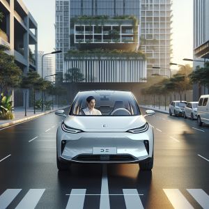 Cận cảnh bàn chân đang nhấn nhẹ vào bàn đạp ga của một chiếc xe điện, minh họa cho chế độ lái một bàn đạp.