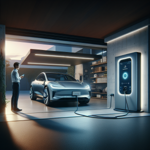 Màn hình trung tâm của một chiếc xe điện đang hiển thị thông báo sẵn sàng cài đặt bản cập nhật phần mềm OTA.