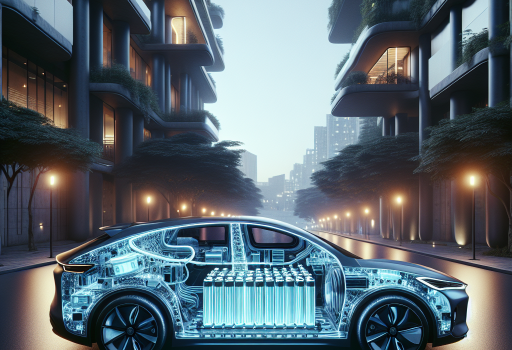 Cận cảnh khối pin lithium-ion của một chiếc xe điện hiện đại đang được lắp ráp.