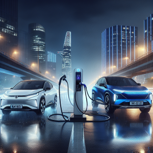 Cận cảnh cổng sạc NACS của Tesla và cổng sạc CCS2 được cắm vào hai chiếc xe điện khác nhau.