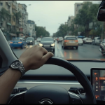 Người lái "giành lái" hệ thống ADAS khi một chiếc xe máy tạt đầu trong trời mưa, minh họa thời điểm không nên tin vào hỗ trợ lái.